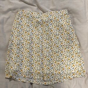 Hollister Yellow and White Floral Mini Skirt